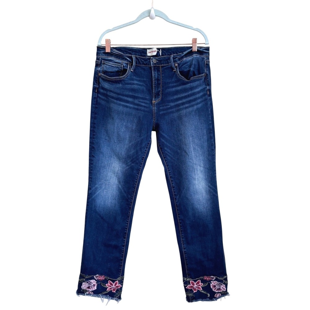 Driftwood Womens Colette Floral Embroidered Straight Leg Jeans 33(34X29) Boho